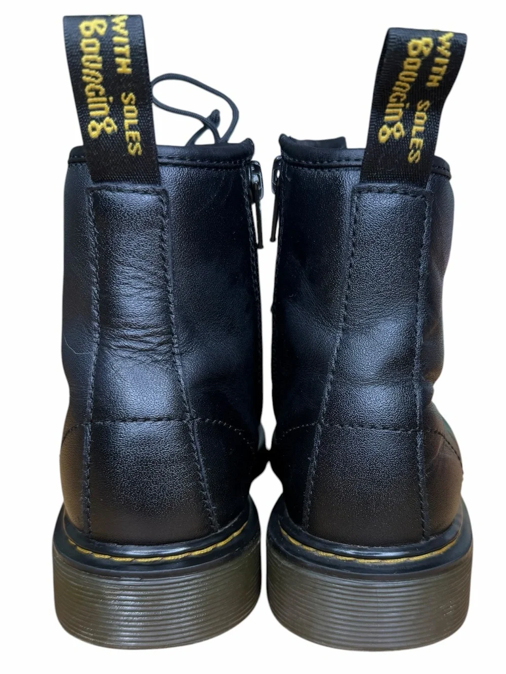 Dr. Martens Kids Black Leather Combat Boots Youth US 3 Side Zip